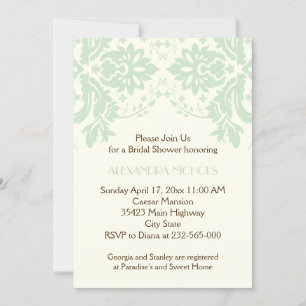 Invitation Damask menthe green, ivoire mariage douche nuptial