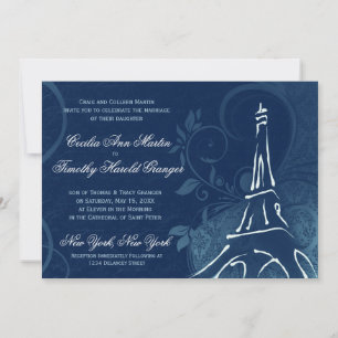 Invitation Damask Parisienne - Dark Sapphire Mariage bleu