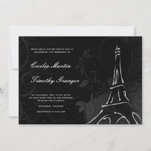 Invitation Damask Parisienne - Mariage noir de minuit