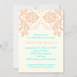 Invitation Damask pêche, aqua, ivoire mariage douche nuptiale