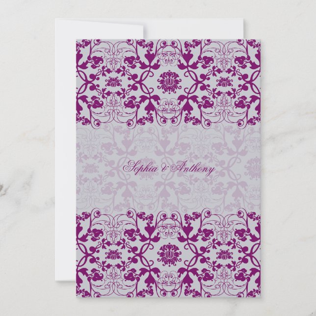 Invitation Damask Swirls Lace Elegant Orchid Wedding Invitati (Devant)