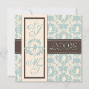 Invitation Damask Tweets Mariage Inviter Carré