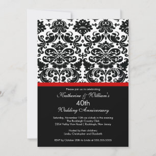 Invitation damasquinée rouge pour le 40e anniversa