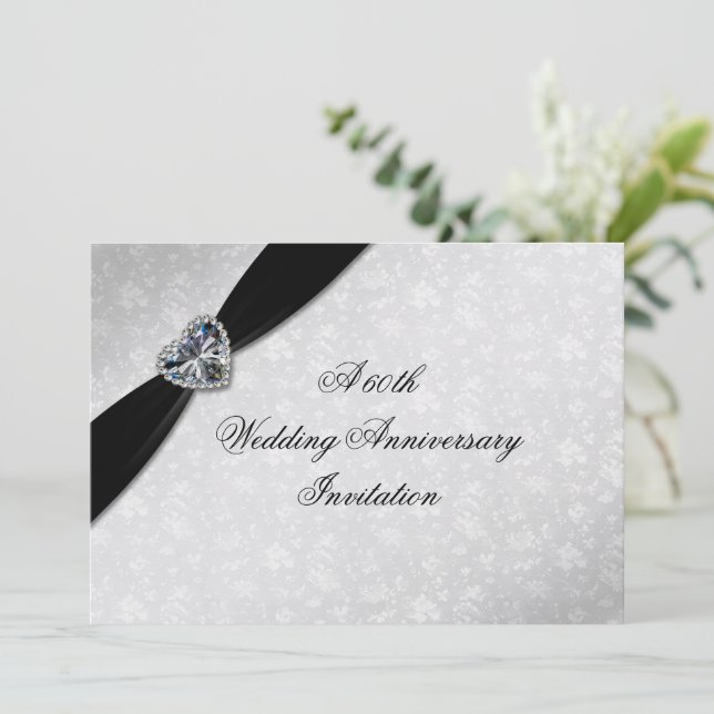 Invitation Damassé 60e Anniversaire de Mariage (Debout devant)