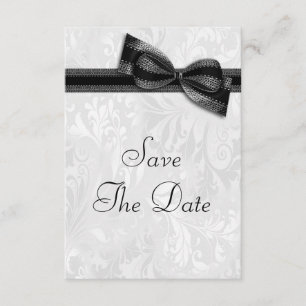 Invitation Damassé Blanc et Faire-Semblant de Ruban Faire-Par