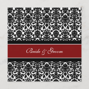 Invitation Damassé blanche noire rouge d'invitations de
