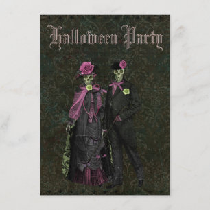Invitation Damassé chic minable Halloween de squelettes