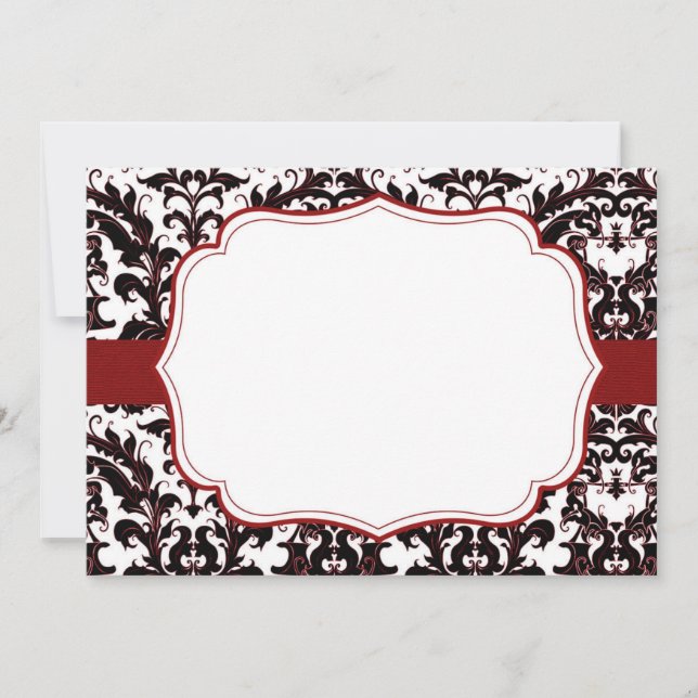 Invitation Damassé Élégant Rouge Personnalisable (Devant)