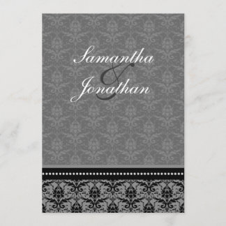 Invitation Damassé élégante de gris de charbon de bois de