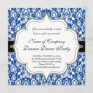 Invitation Damassé marocaine bleue et blanche