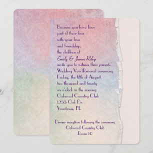 Invitation Damassé pastel avec bord déchiré