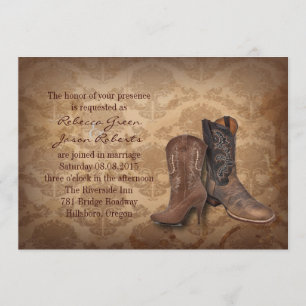 Invitation damassé rustique Western Cowboy mariage