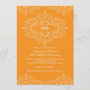 Invitation damassée pour 25e anniversaire orange b
