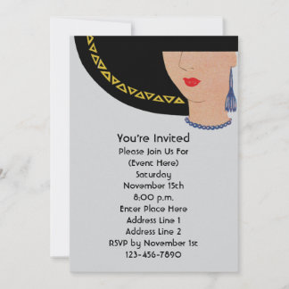Invitation Dame Art Déco À La Fête Casquette
