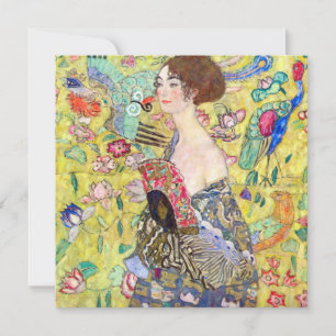 Invitation Dame au éventail de Gustav Klimt, Baby Shower Fémi