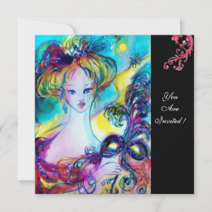 Invitation DAME AU MASQUE / Bal masqué vénitien,noir