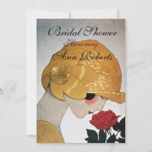 INVITATION DAME AVEC ROSE ROSE ROSE ROSE ROSE FÊTE DES MARIÉE