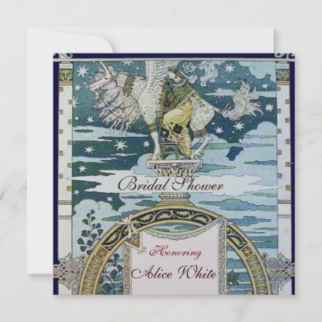 Invitation DAME AVEC UNICORN FÊTE DES MARIÉES PARTY Ice White (Devant)