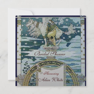 Invitation DAME AVEC UNICORN FÊTE DES MARIÉES PARTY Silver