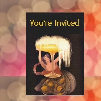 Invitation Dame avec verre de Champagne