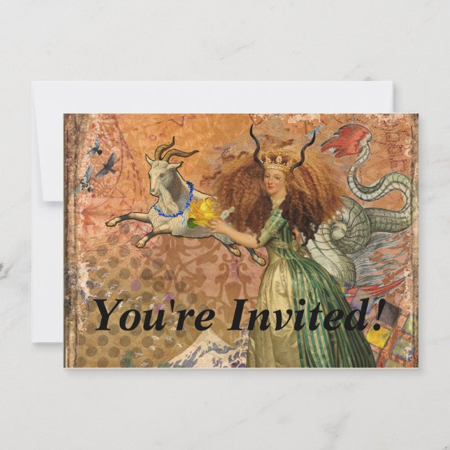 Invitation Dame de la Renaissance Capricorne Fantastique Vint (Devant)