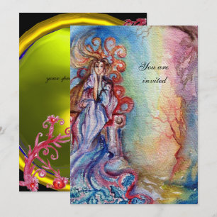 Invitation DAME DU LAC bleu vibrant jaune violet