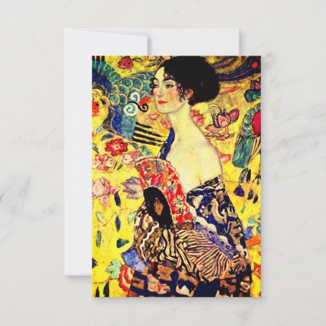 Invitation Dame Gustav Klimt avec ventilateur (Devant)