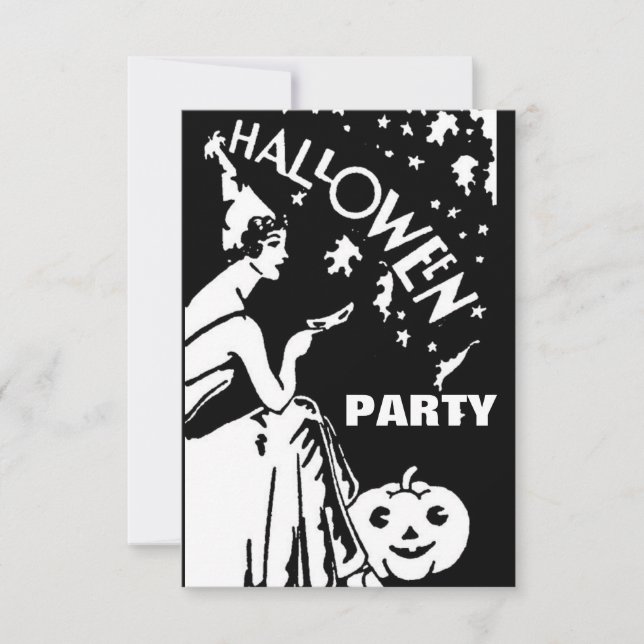 Invitation Dame vintage avec masque Halloween (Devant)