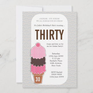 Invitation Dames Crème de glace Cone Fête moderne Anniversair