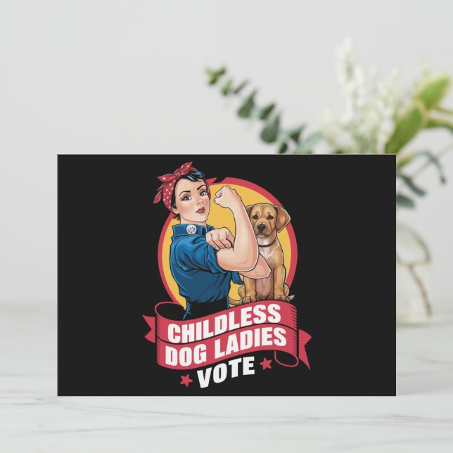 Invitation Dames de chats sans enfants votent chien The Rivet (Debout devant)