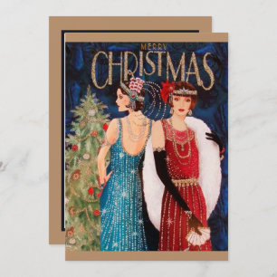 Invitation Dames de Noël Art déco rétro