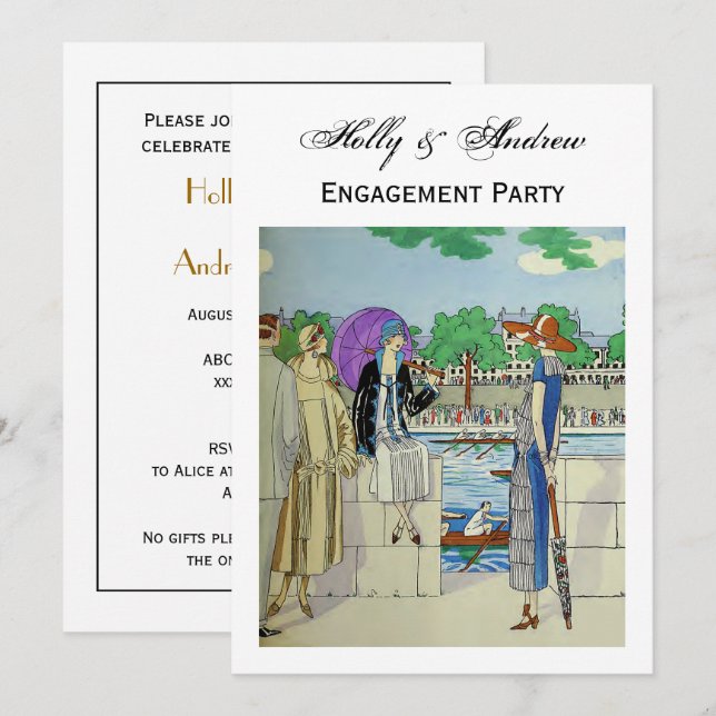 Invitation Dames des années 1920 au régate de course d'équipa (Devant / Derrière)