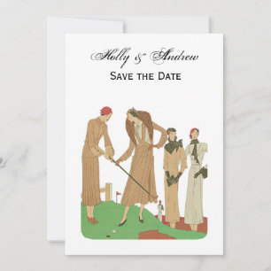 Invitation Dames des années 1920 jouant au golf mode français