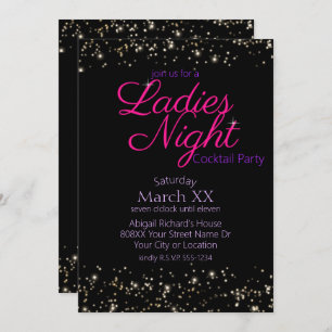 Invitation Dames Night Neon Rose Signal Cocktail Party