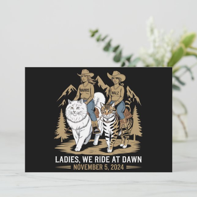 Invitation Dames Nous Roulons À Dawn Kamala Harris Walz Chat  (Debout devant)