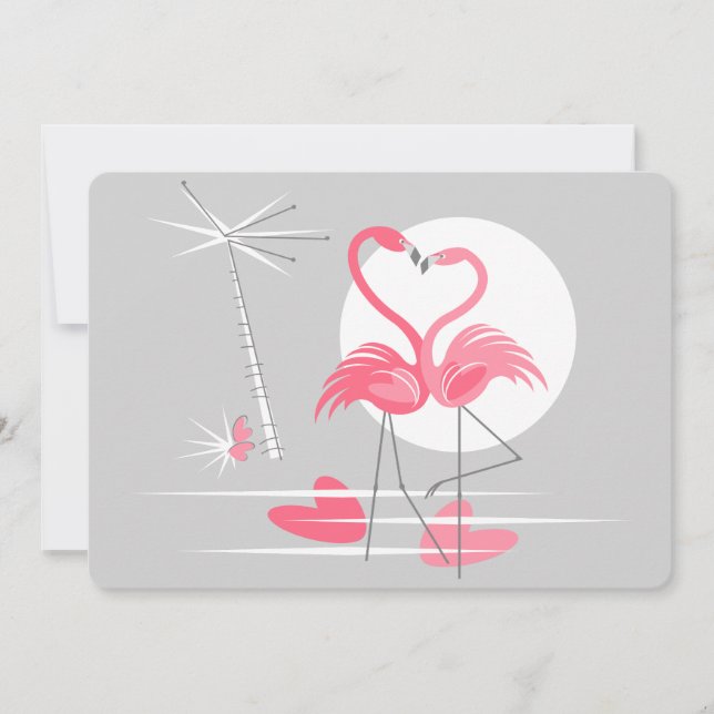 Invitation d'amour flamant rose horizontal (Devant)