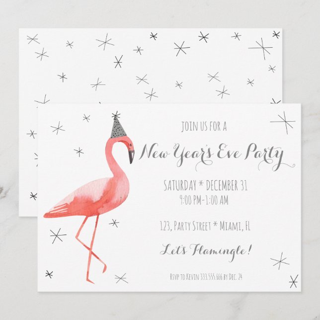 Invitation d'amusement de partie de réveillon de (Devant / Derrière)