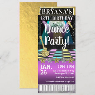 Invitation Dance Floor & Disco Ball Billet d'anniversaire