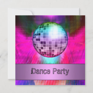 Invitation Dance Party Event Pink Purple Abstrait Mirrorball
