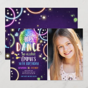 Invitation Dance Party Neon Glow Disco Anniversaire Invitatio