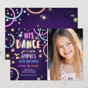 Invitation Dance Party Neon Glow Disco Anniversaire Invitatio