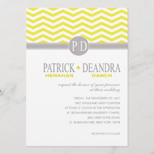 Invitation Danch Chevron Monogram jaune Mariage