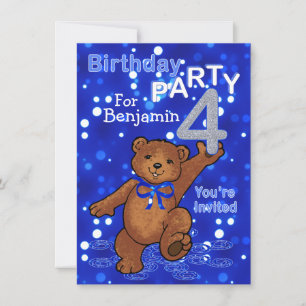 Invitation Dancing Bears 4 Birthday Party for Boys