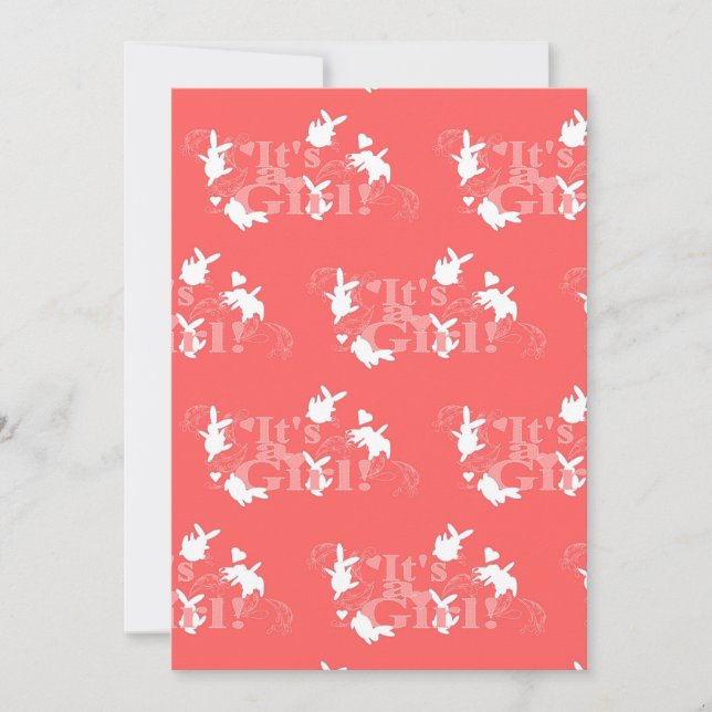 Invitation Dancing Bunnies C'est une fille ! Baby shower (Devant)