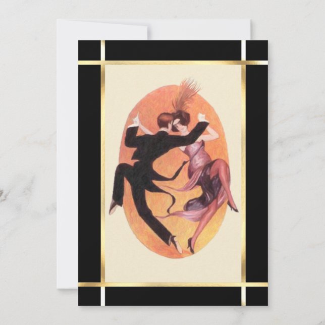 Invitation Dancing Couple Cocktail Party des années 20 (Dos)