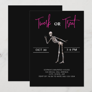 Invitation Dancing Skeleton Adulte Girls Halloween Party Blac