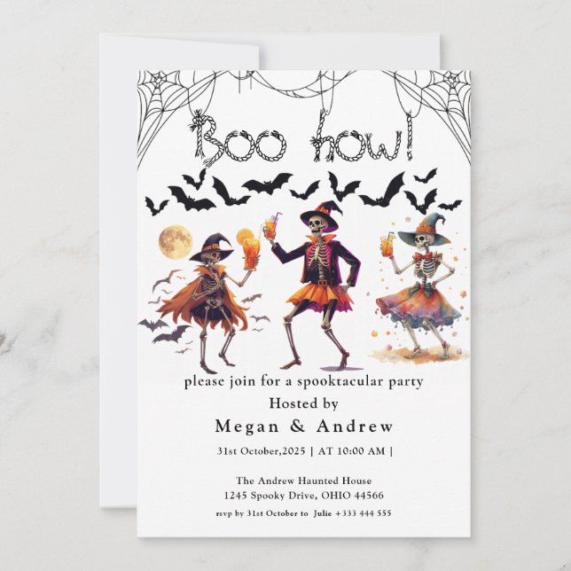 Invitation Dancing Skeleton Cowboy Halloween Casquette (Devant)