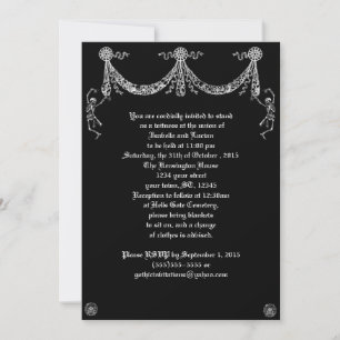 Invitation Dancing Skeleton Garland Goth Mariage