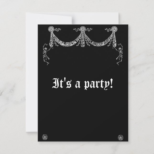 Invitation Dancing Skeleton Garland Goth Mariage (Devant)
