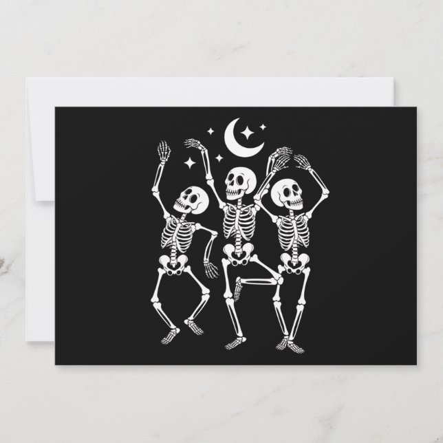 Invitation Dancing Skeleton Joyeux Halloween Skull d'automne (Devant)